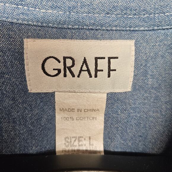 Vintage Graff Denim Long Sleeve Shirt Cat Embroidery - Picture 4 of 9